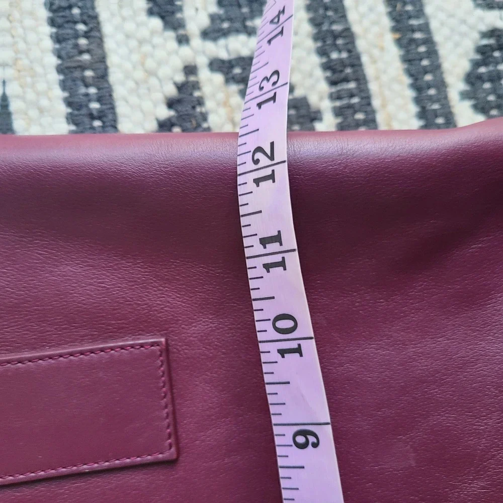Krug Plum Burgundy Leather Minimalist Purse‎ Bag Large Purple Quiet Luxury Tote
